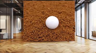 Golf ball in a sand bunker Wall mural