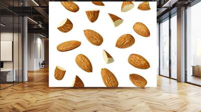 almond nut food healthy organic natural ingredient snack isolated seed brown fruit closeup nutrition group Wall mural