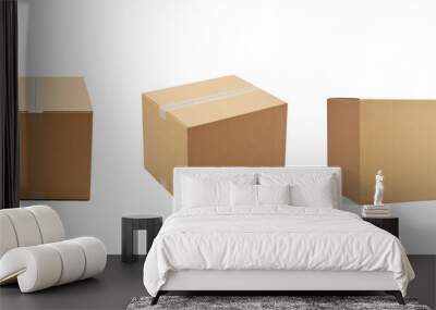 box package delivery cardboard carton packaging isolated shipping gift container brown send transport moving house relocation collection group Wall mural