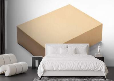 box package delivery cardboard carton packaging pack gift container brown isolated present mail Wall mural