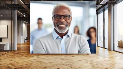 business businessman office mature middle aged meeting man portrait corporate manager smiling black businessperson generative ai Wall mural