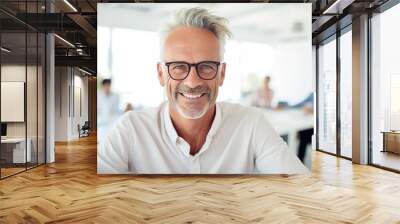 business businessman office mature middle aged meeting man portrait corporate manager smiling happiness professional executive worker businessperson, created using generative ai technology Wall mural