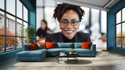 business meeting businesswoman woman office portrait entrepreneur smart confident happy smiling businessperson startup creative start up generative ai Wall mural