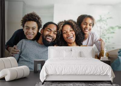 child family mother portrait father woman happy daughter son man girl female black american african  love together boy fun parent teen teenager Wall mural