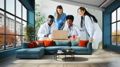 doctor hospital medical health medicine teamwork clinic healthcare laptop computer care team black diversity multiracial unity african american asian nurse Wall mural