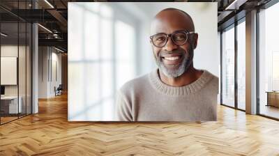 man happy portrait male beautiful smiling old home black african american one alone lonely fun happiness mature lifestyle active guy Wall mural