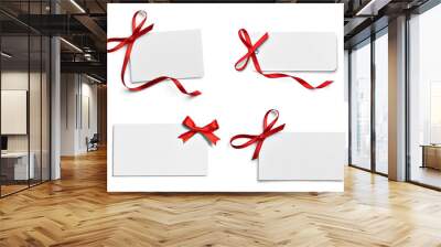 ribbon bow card note paper label gift holiday tag sign party birthday chirstmas celebration greeting collection group Wall mural