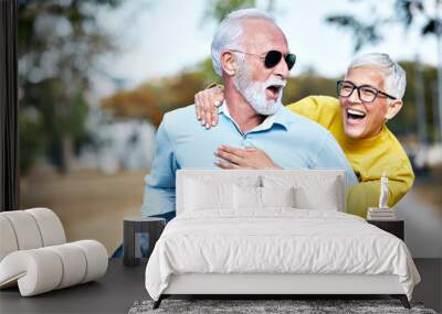 senior couple happy elderly love together Wall mural