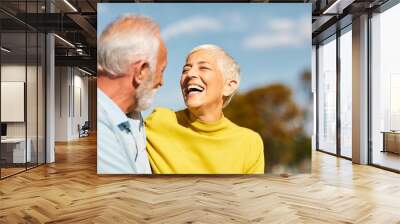 senior couple happy elderly love together Wall mural