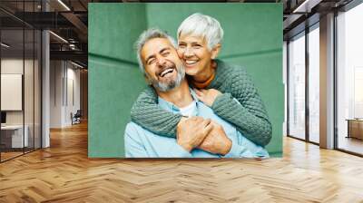 woman man outdoor senior couple happy lifestyle retirement together smiling love fun elderly active vitality nature mature Wall mural