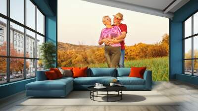 woman man outdoor senior couple happy lifestyle retirement together smiling love old nature mature Wall mural