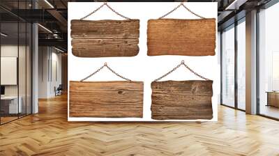 wooden sign with chain hanging background message Wall mural