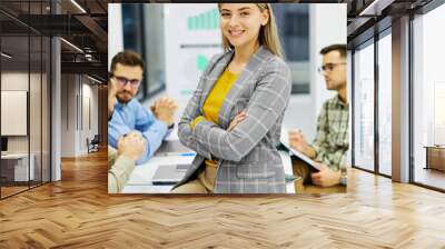 young business people meeting office portrait woman businesswoman teamwork group success corporate colleague partnership together startup creative start up beginning start Wall mural