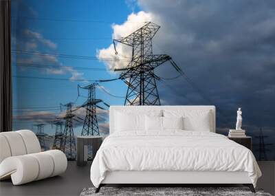  high-voltage  power lines. high voltage electric transmission t Wall mural