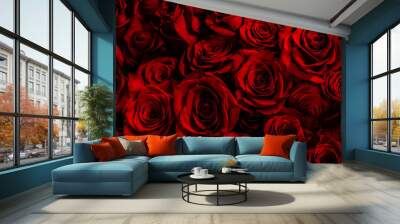 red roses background. greeting card with  roses Wall mural