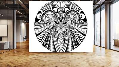 Abstract polynesian ethnic circle tattoo Wall mural