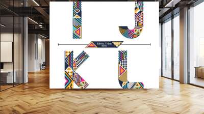 Alphabet Ethnic tribal style in a set IJKL Wall mural