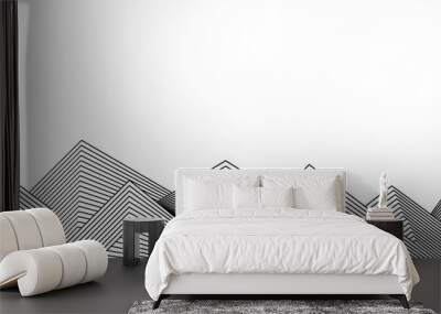 black and white line stripe wave background Wall mural