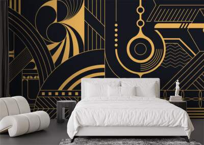 Luxury golden geometric background Wall mural