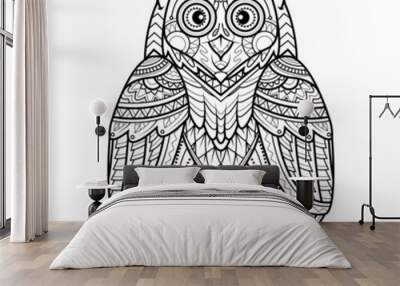 Owl hand drawn illustration for coloring book Wall mural