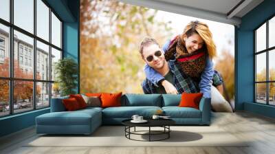 Modern young couple Wall mural