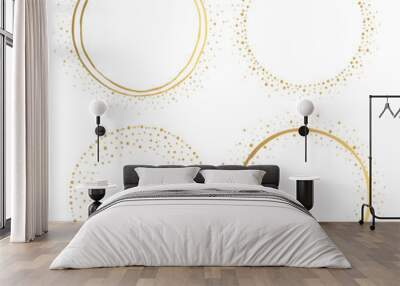 Set of Golden Round Frames with Dots Wall mural