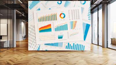 Business graphs and charts on table. Financial development, Banking Account, Statistics Wall mural