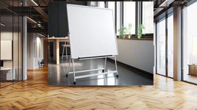 Empty white board in a modern office for displaying information, writing or teaching. AI generated. Wall mural