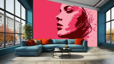 Minimalistic silhouette of woman face. Illustration for International Women's Day. AI generative. Wall mural