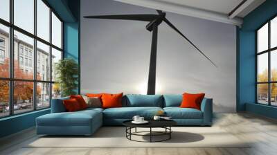 aerogenerator electric windmill cloudy sky Wall mural