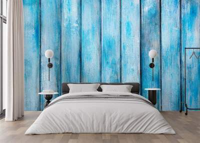 aged blue painted grunge wood texture Wall mural