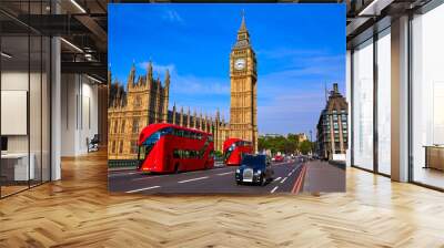 big ben clock tower and london bus Wall mural