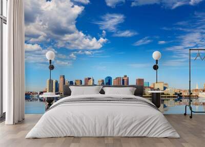 Boston skyline with river sunlight Massachusetts Wall mural