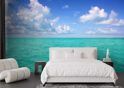 Caribbean sea horizon on blue sky vacation day Wall mural