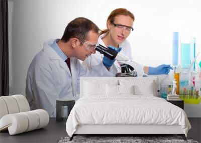 chemical laboratory with two scientist working Wall mural