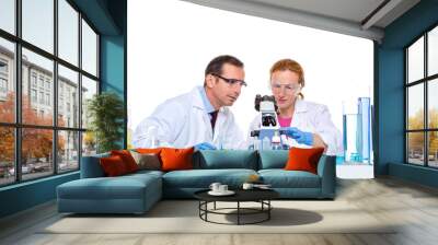 chemical laboratory with two scientist working Wall mural