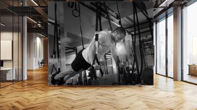 Crossfit fitness TRX push ups man workout Wall mural