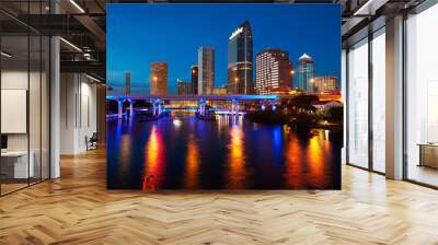 Florida Tampa skyline at sunset in US Wall mural