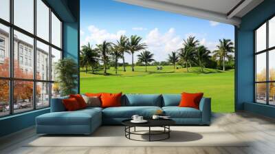 golf course tropical palm trees  Mexico Wall mural