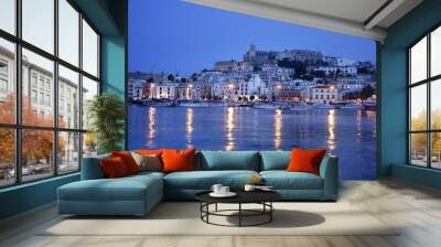 ibiza island night harbor in mediterranean Wall mural