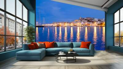 Ibiza island night view of Eivissa town Wall mural