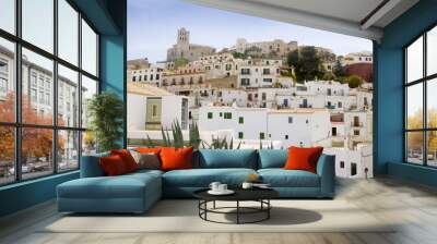 Ibiza white balearic island village dalt vila downtown Wall mural