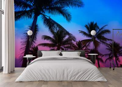 Miami Beach South Beach sunset palm trees Florida Wall mural