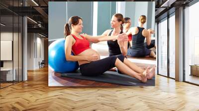 pregnant woman pilates exercise fitball Wall mural