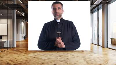 Priest pastor portrait praying hands relaxed Wall mural