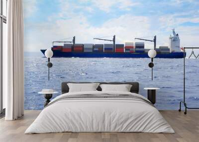 sea cargo merchant ship sailing blue ocean Wall mural