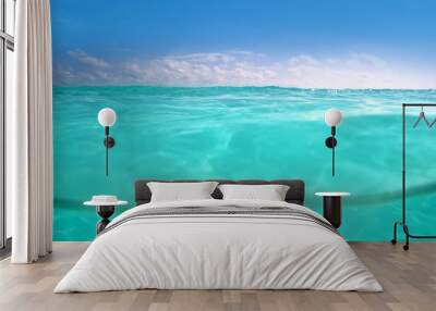 waterline caribbean sea underwater and blue sea Wall mural