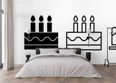 Cake icon vector for web and mobile app. Cake sign and symbol. Birthday cake icon Wall mural