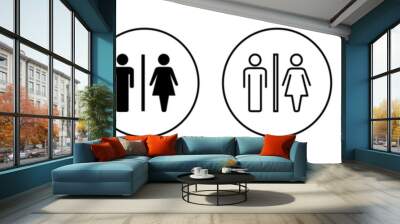 Toilet icon set for web and mobile app. Girls and boys restrooms sign and symbol. bathroom sign. wc, lavatory Wall mural