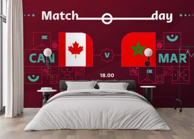 canada morocco match Football  Qatar, cup 2022. 2022 World Football Competition championship match versus teams intro sport background, championship competition poster, vector illustration Wall mural